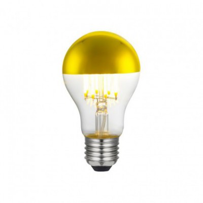 LED Kapka A60 se zlatou polokoulí 7W E27 2700K Stmívatelná
