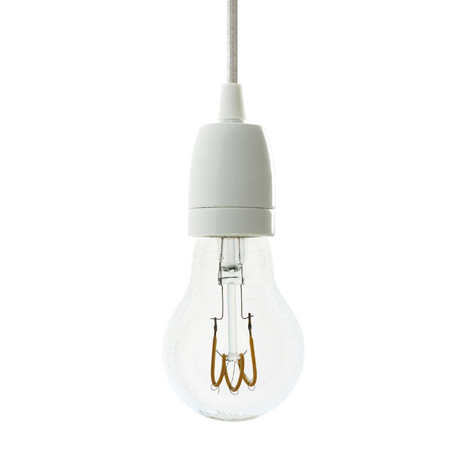 Závěsná lampa s textilním kabelem a barevnými detaily z porcelánu – Vyrobeno v Itálii