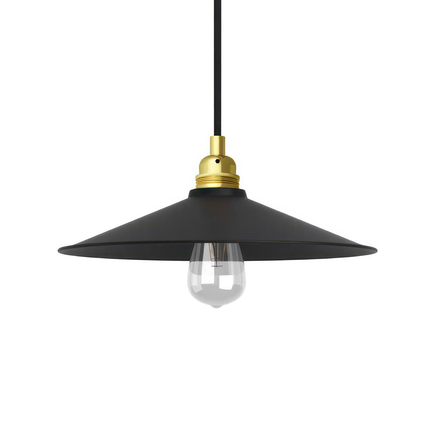Závěsná lampa s textilním kabelem, stínidlem Swing a kovovými detaily – Vyrobeno v Itálii