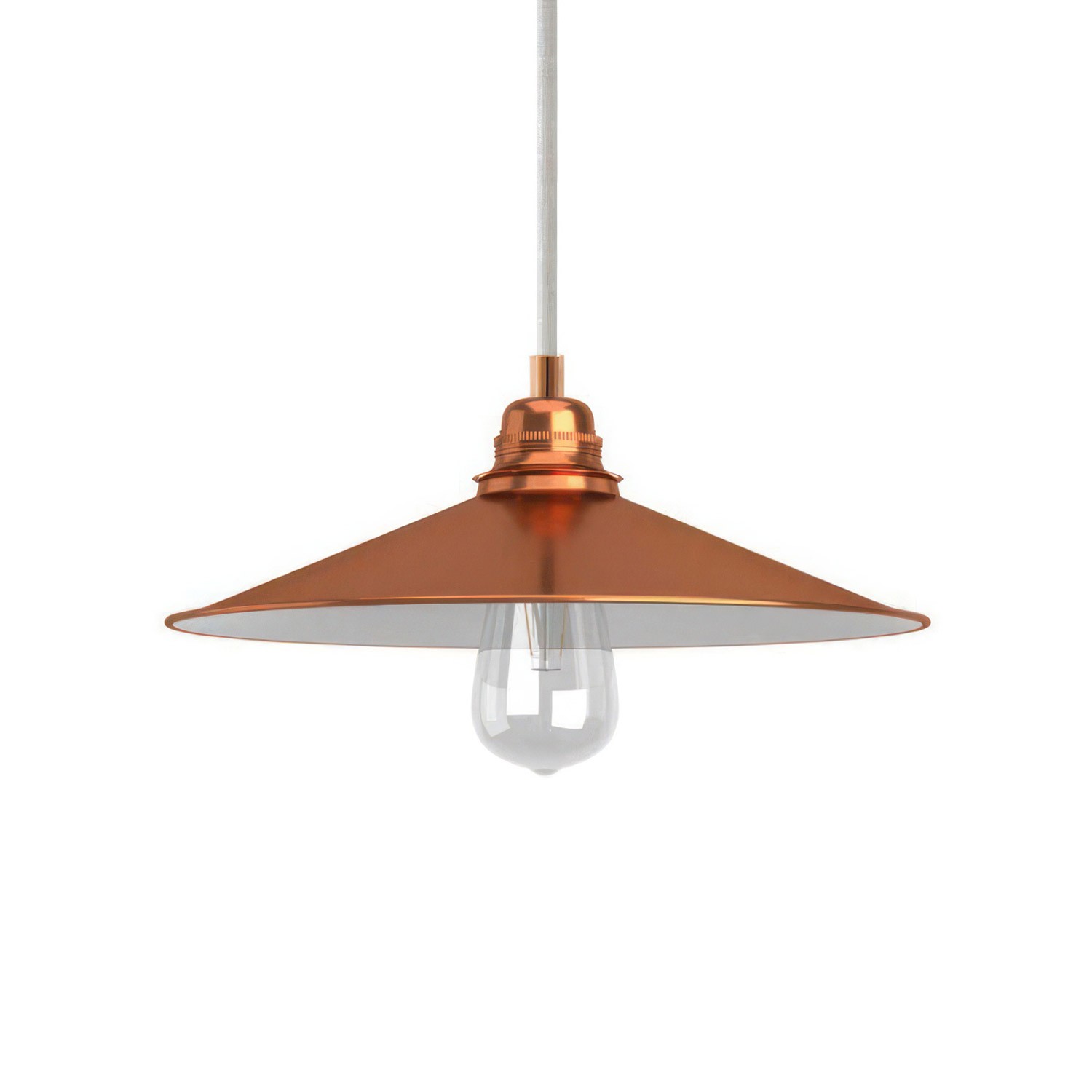 Závěsná lampa s textilním kabelem, stínidlem Swing a kovovými detaily – Vyrobeno v Itálii