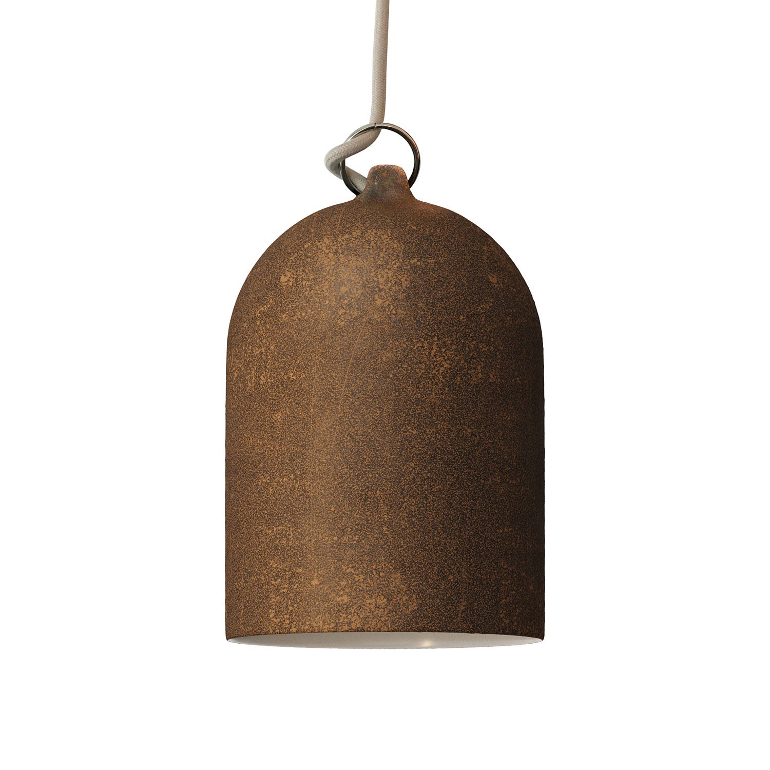 Závěsná lampa s textilním kabelem a keramickým stínidlem Mini Zvon XS – Vyrobeno v Itálii