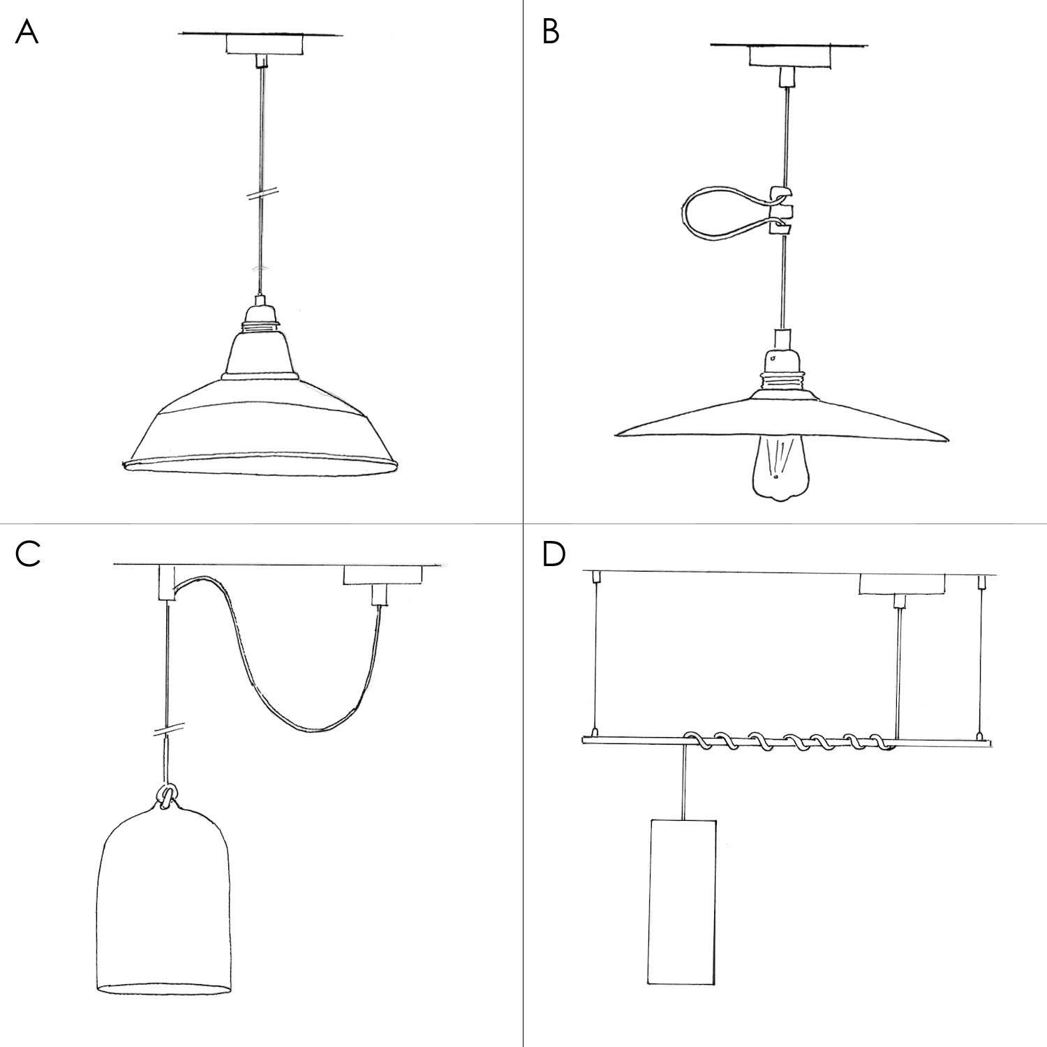 Závěsná lampa s textilním kabelem, stínidlem tvaru lahve Jéroboam a kovovými detaily – Vyrobeno v Itálii