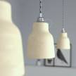 Závěsná lampa s textilním kabelem, keramickým stínidlem tvaru Vázy s kovovými detaily - Vyrobeno v Itálii