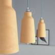 Závěsná lampa s textilním kabelem, keramickým stínidlem tvaru Lahve s kovovými detaily - Vyrobeno v Itálii