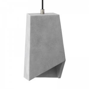 Závěsná lampa s textilním kabelem, betonovým stínidlem Prisma a kovovými detaily – Vyrobeno v Itálii