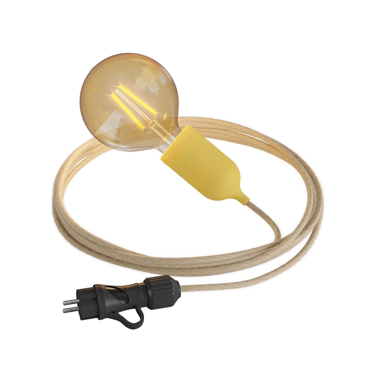 Eiva Snake Pastel, přenosná venkovní lampa, 5 m textilní kabel, vodě odolná objímka IP65 a zástrčka