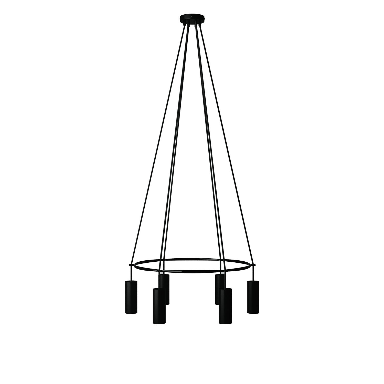 Lustr Cage Tub-E14 s dvojitým stínidlem a se 6 žárovkami