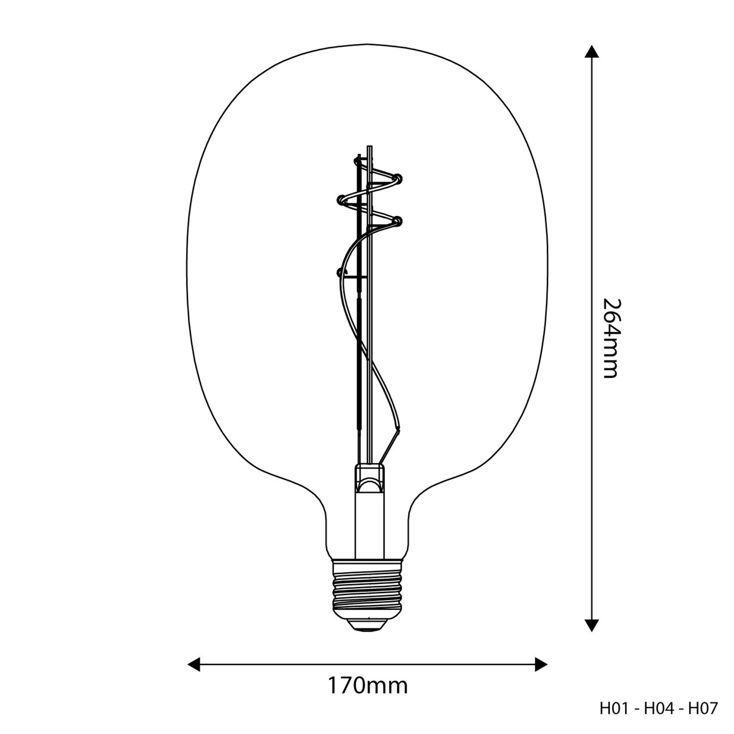 LED kouřová žárovka H07 Elipsa 170 10W E27 stmívatelná 1800K