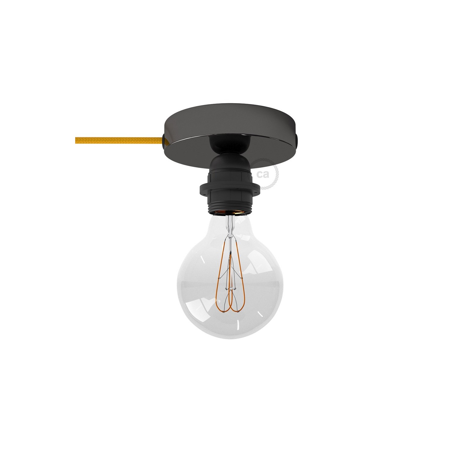 Spostaluce, černý perleťový zdroj světla s E27 objímkou se závitem, textilním kabelem a bočními otvory