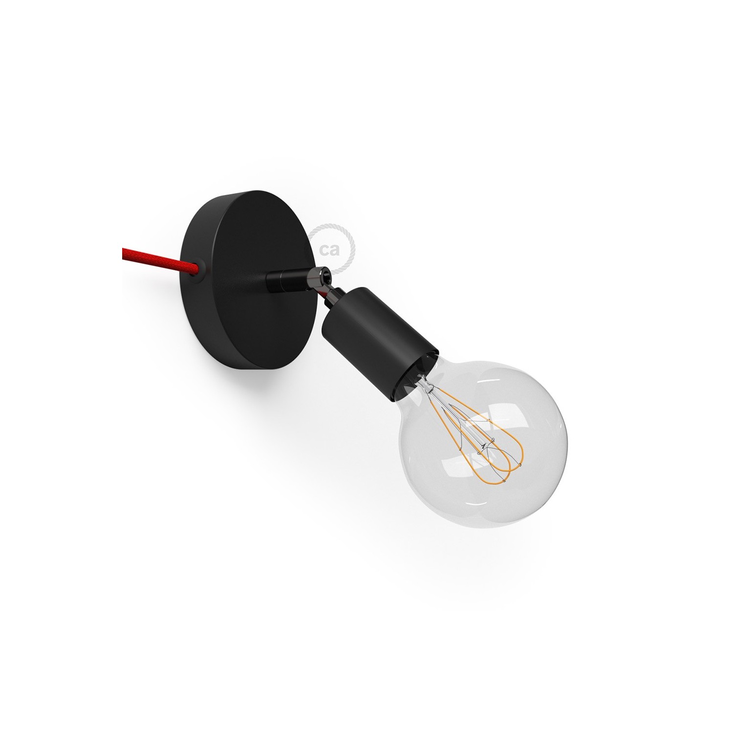 Spostaluce Metallo 90°, černý nastavitelný zdroj světla s textilním kabelem a bočními otvory