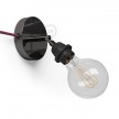 Spostaluce Metallo 90°, černý perleťový nastavitelný zdroj světla s E27 objímkou se závitem, textilním kabelem a bočními otvory