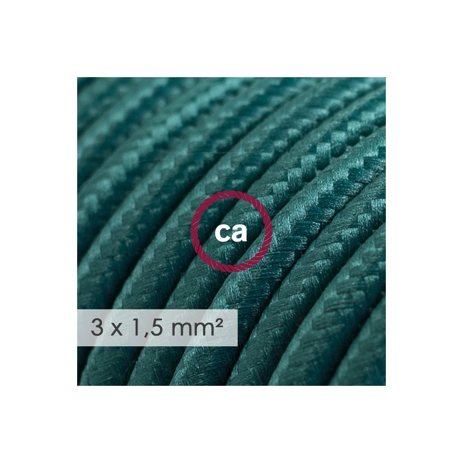 Prodlužovací textilný elektrický kabel - RM21 tmavě zelený - se 4 zásuvkami a Schuko zástrčkou.