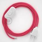 Napájecí kulatý textilní kabel 1,8m - hedváb - fuchsiová RM08 Vyberte si barvu zástrčky a vypínače.