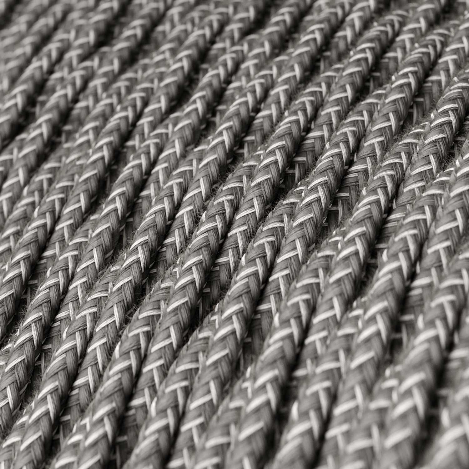 Splétaný lněný textilní elektrický kabel TN02 přírodní šedé barvy