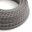 Splétaný lněný textilní elektrický kabel TN02 přírodní šedé barvy