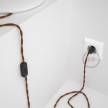 Napájecí kabel pro stolní lampu, TC23 Jelení hnědý bavlněný 1,80 m. Vyberte si barvu zástrčky a vypínače.