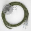 Napajecí kabel pro stojící lampu, RD72 tymiánový pruhovaný bavlna a přírodní len 3 m. Vyberte si barvu vypínače a zástrčky.