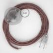 Napajecí kabel pro stojící lampu, RS83 červený bavlna a přírodní len 3 m. Vyberte si barvu vypínače a zástrčky.