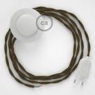 Napajecí kabel pro stojící lampu, TC13 hnědý bavlněný 3 m. Vyberte si barvu vypínače a zástrčky.