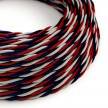Splétaný hedvábný textilní elektrický kabel, tříbarevný, "Česko"
