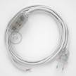 Napájecí kabel pro stolní lampu, RC01 Bílý bavlněný 1,80 m. Vyberte si barvu zástrčky a vypínače.