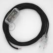 Napájecí kabel pro stolní lampu, RL04 Černý třpytivý hedvábní hedvábní 1,80 m. Vyberte si barvu zástrčky a vypínače.