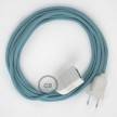 Oceánově modrý bavlněný RC53 2P 10A textilní prodlužovací elektrický kabel. Vyrobený v Itálii.
