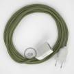 Pruhovaný tymiánový bavlněně - lněný RD72 2P 10A textilní prodlužovací elektrický kabel. Vyrobený v Itálii.