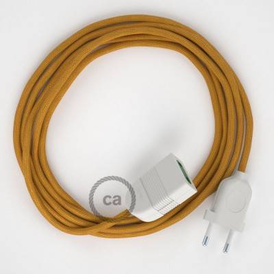Zlatý hedvábný RM05 2P 10A textilní prodlužovací elektrický kabel. Vyrobený v Itálii.