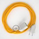 Žlutý hedvábný RM10 2P 10A textilní prodlužovací elektrický kabel. Vyrobený v Itálii.