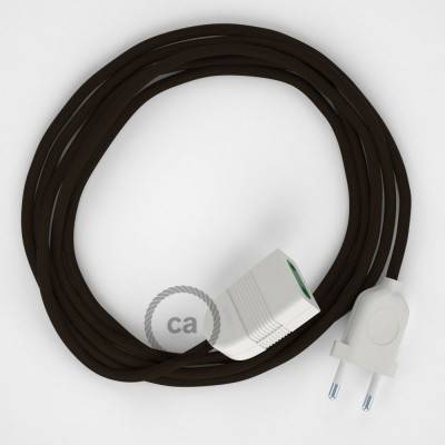 Hnědý hedvábný RM13 2P 10A textilní prodlužovací elektrický kabel. Vyrobený v Itálii.