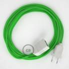 Limetkový hedvábný RM18 2P 10A textilní prodlužovací elektrický kabel. Vyrobený v Itálii.