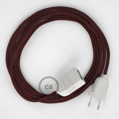 Bordový hedvábný RM19 2P 10A textilní prodlužovací elektrický kabel. Vyrobený v Itálii.