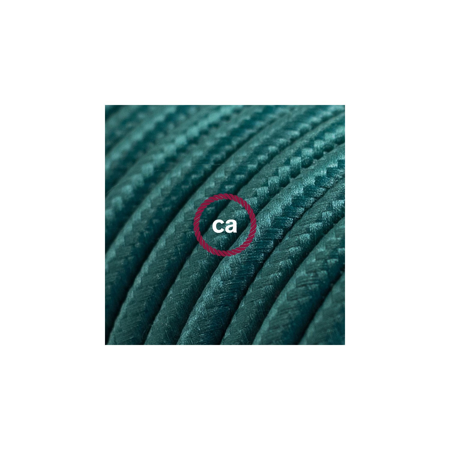 Tmavě zelený hedvábný RM21 2P 10A textilní prodlužovací elektrický kabel. Vyrobený v Itálii.