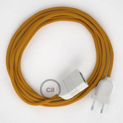 Hořčivový hedvábný RM25 2P 10A textilní prodlužovací elektrický kabel. Vyrobený v Itálii.
