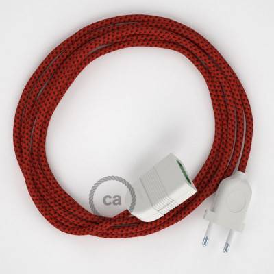 "Red Devil" hedvábný RT94 2P 10A textilní prodlužovací elektrický kabel. Vyrobený v Itálii.