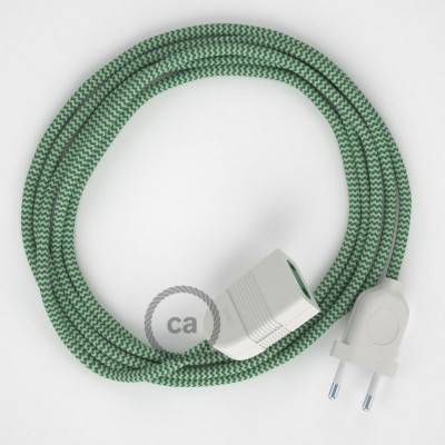 Cik - cak zelený hedvábný RZ06 2P 10A textilní prodlužovací elektrický kabel. Vyrobený v Itálii.