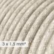 Textilní elektrický kabel se širším průměrem 3x1,5 - len přírodní neutrální barvy RN01