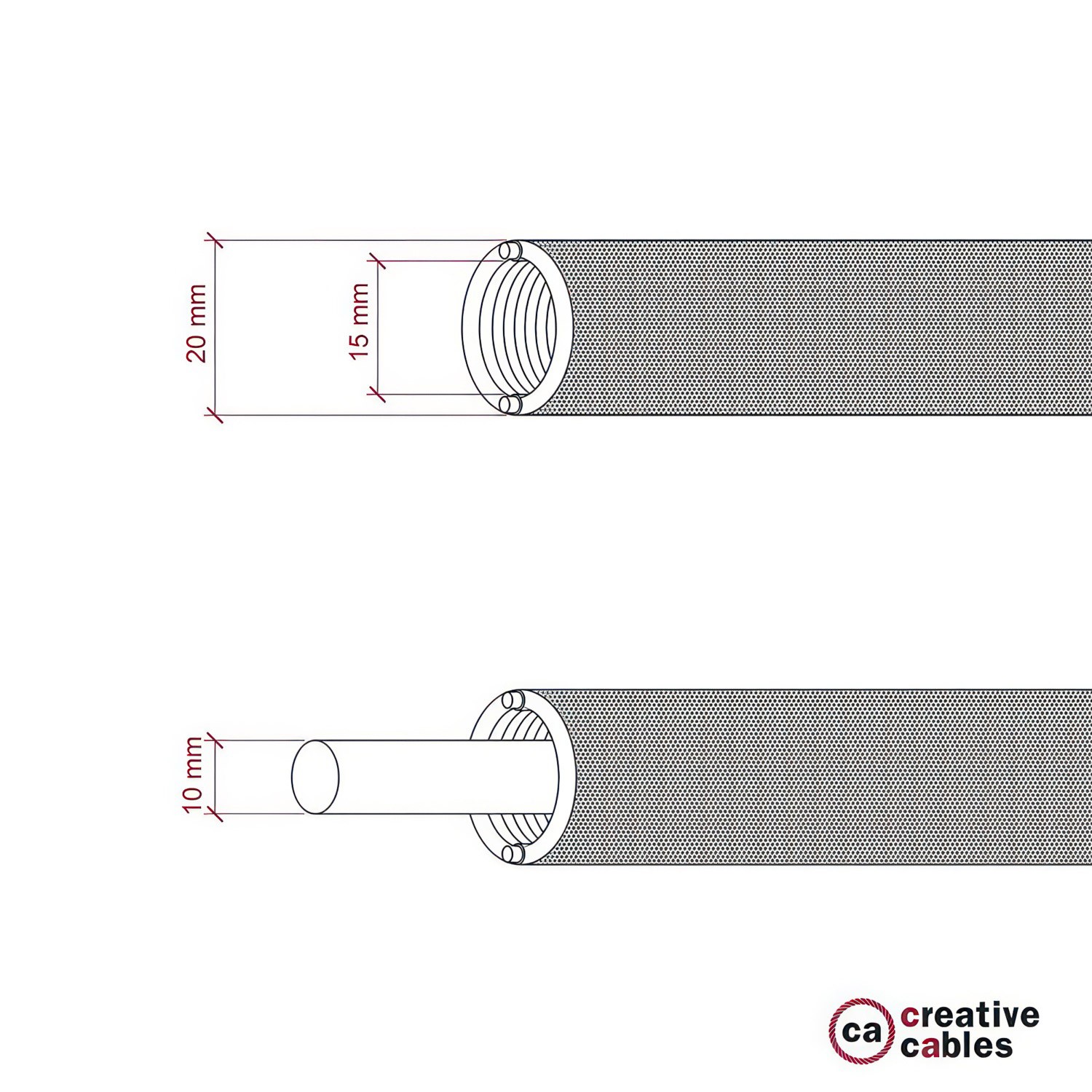 Creative-Tube - ohebná trubice potažená přírodní lněnou tkaninou RN01, průměr 20 mm