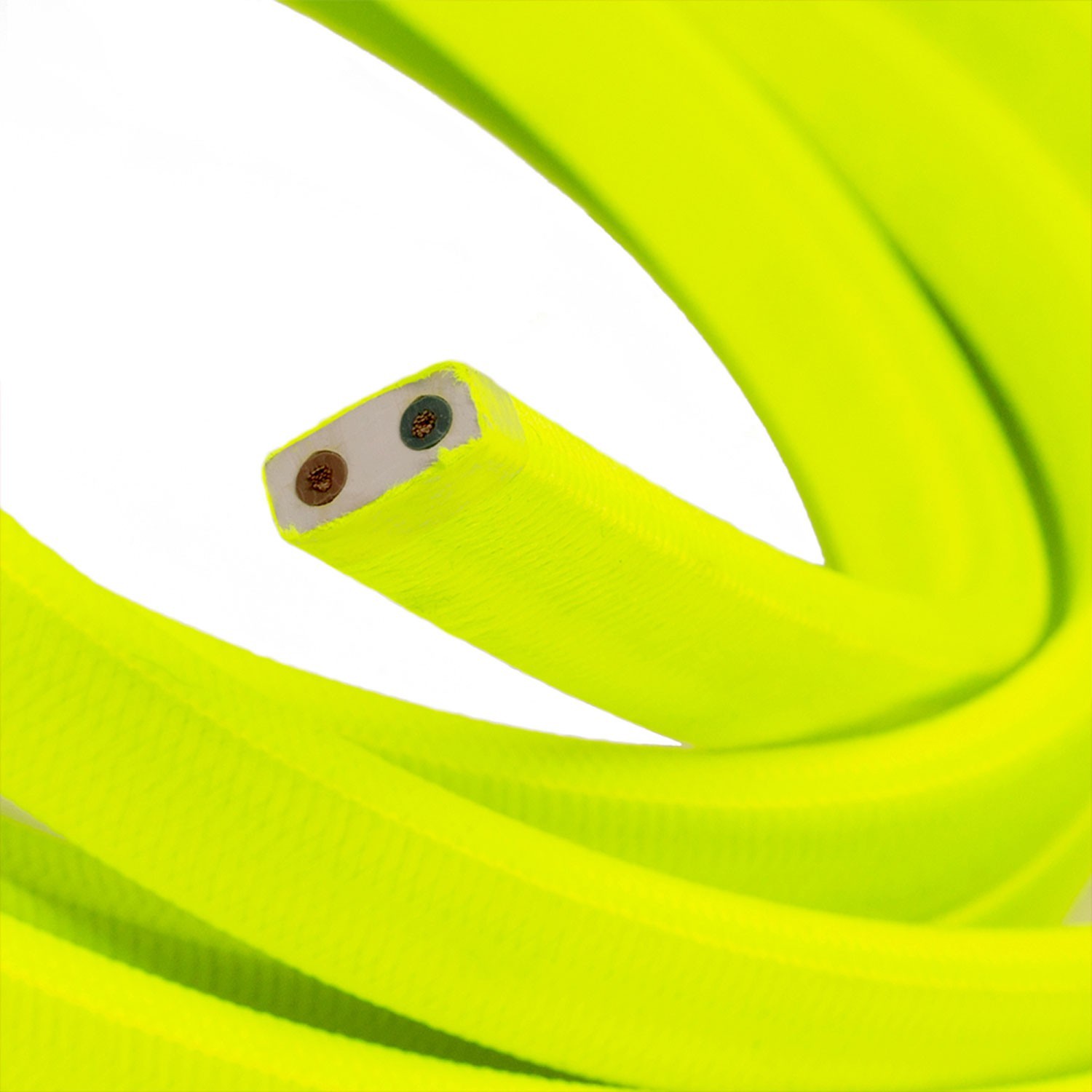 Textilní elektrický kabel pro světelný řetěz, pokrytý textílií z umělého hedvábí - Neonově žlutý CF10