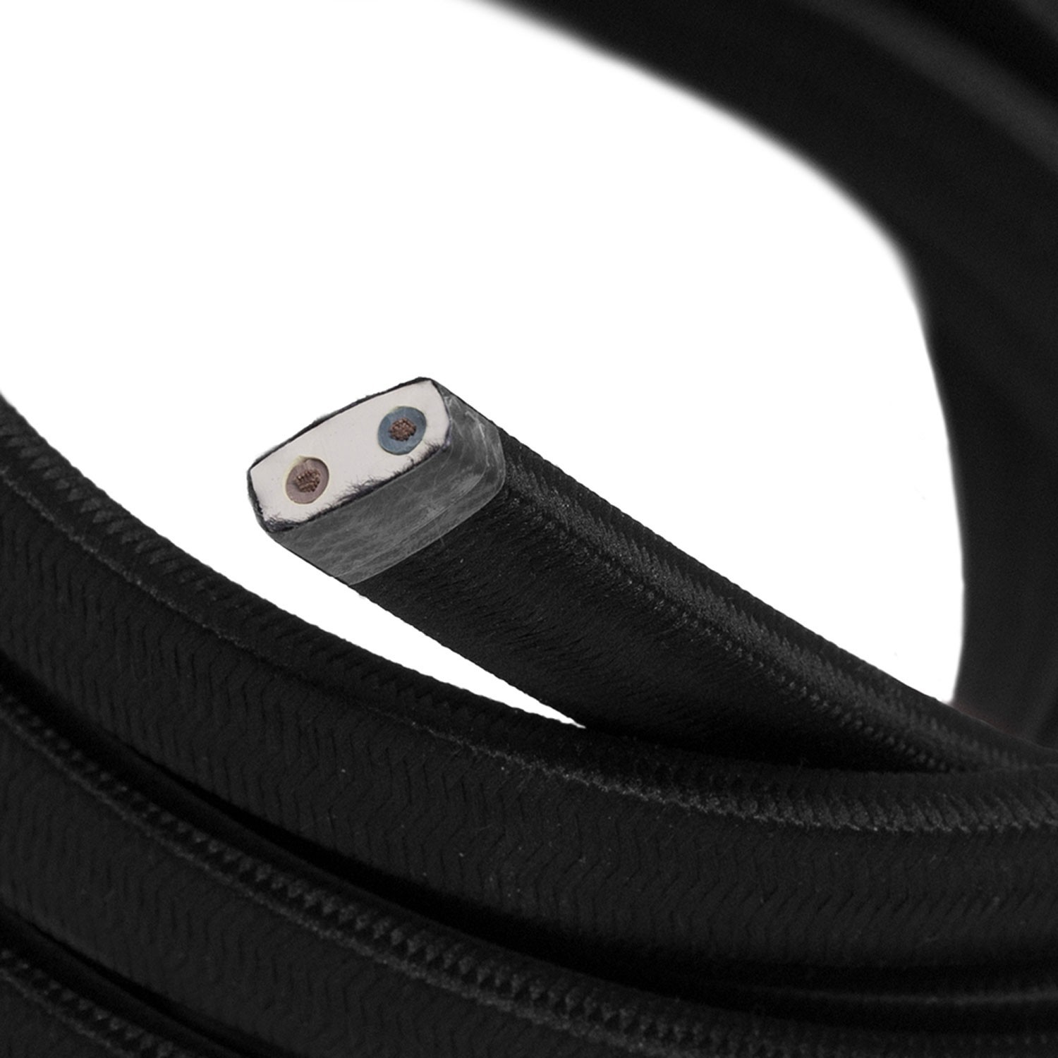 Textilní elektrický kabel pro světelný řetěz, pokrytý textílií z umělého hedvábí - Černý CM04 - UV odolný