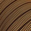 Textilní elektrický kabel pro světelný řetěz, pokrytý textílií z umělého hedvábí - cik-cak černý-whisky CZ22