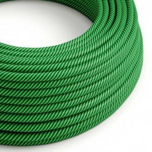 Textilní elektrický HD kabel s pruhy Vertigo ERM48 - kiwi a tmavě zelená