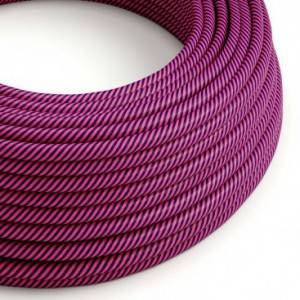 Textilní elektrický HD kabel s pruhy Vertigo ERM50 - fuchsie a tmavě fialová